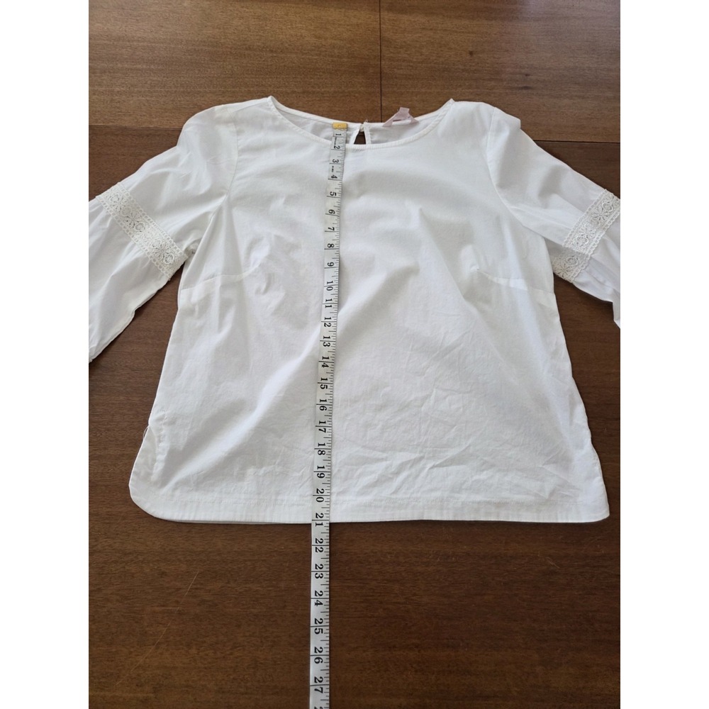 nanette lepore Crochet Lace Peasant Tunic Top Women's Md Cottagecore Bell Sleeve - Picture 6 of 14